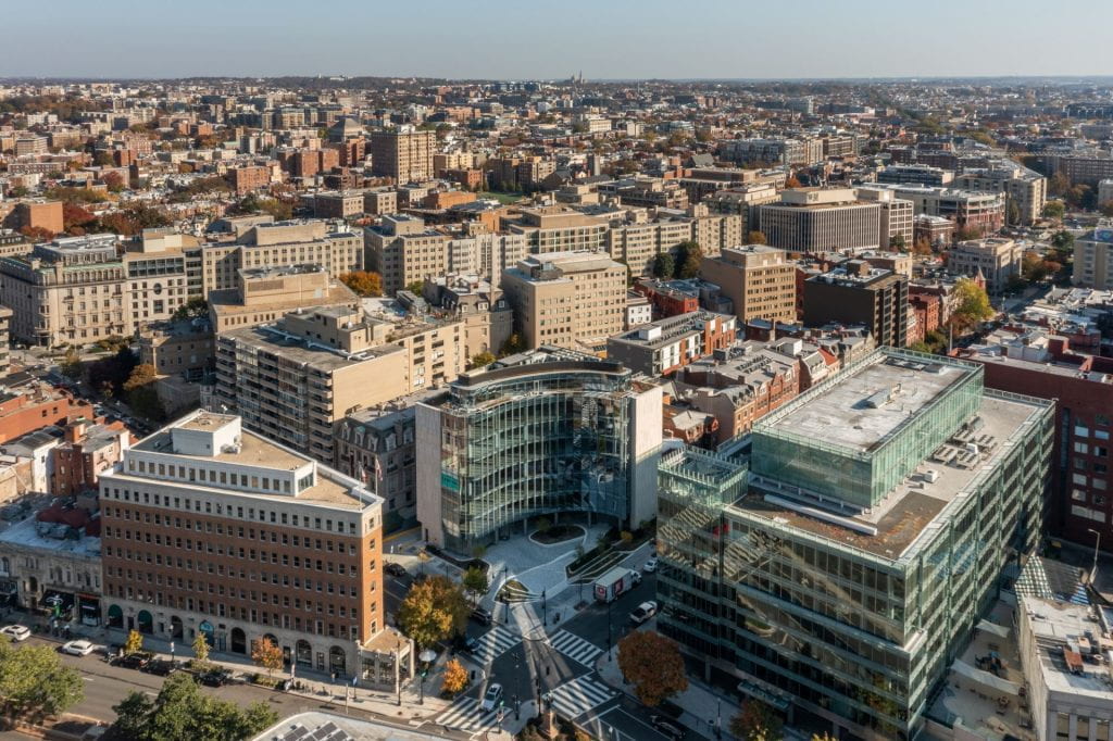 Aerial view of Dupont Circle in Washington D.C. 